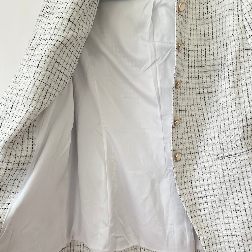 Reformation Womens Terra Tweed Jacket White Size 12 - Picture 4 of 10